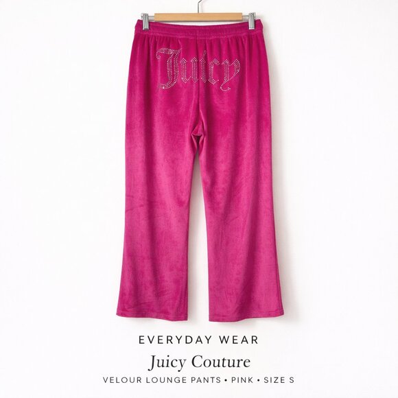 Juicy Couture Pants - Juicy Couture Velour Lounge Pants Pink Wide Leg Y2K S